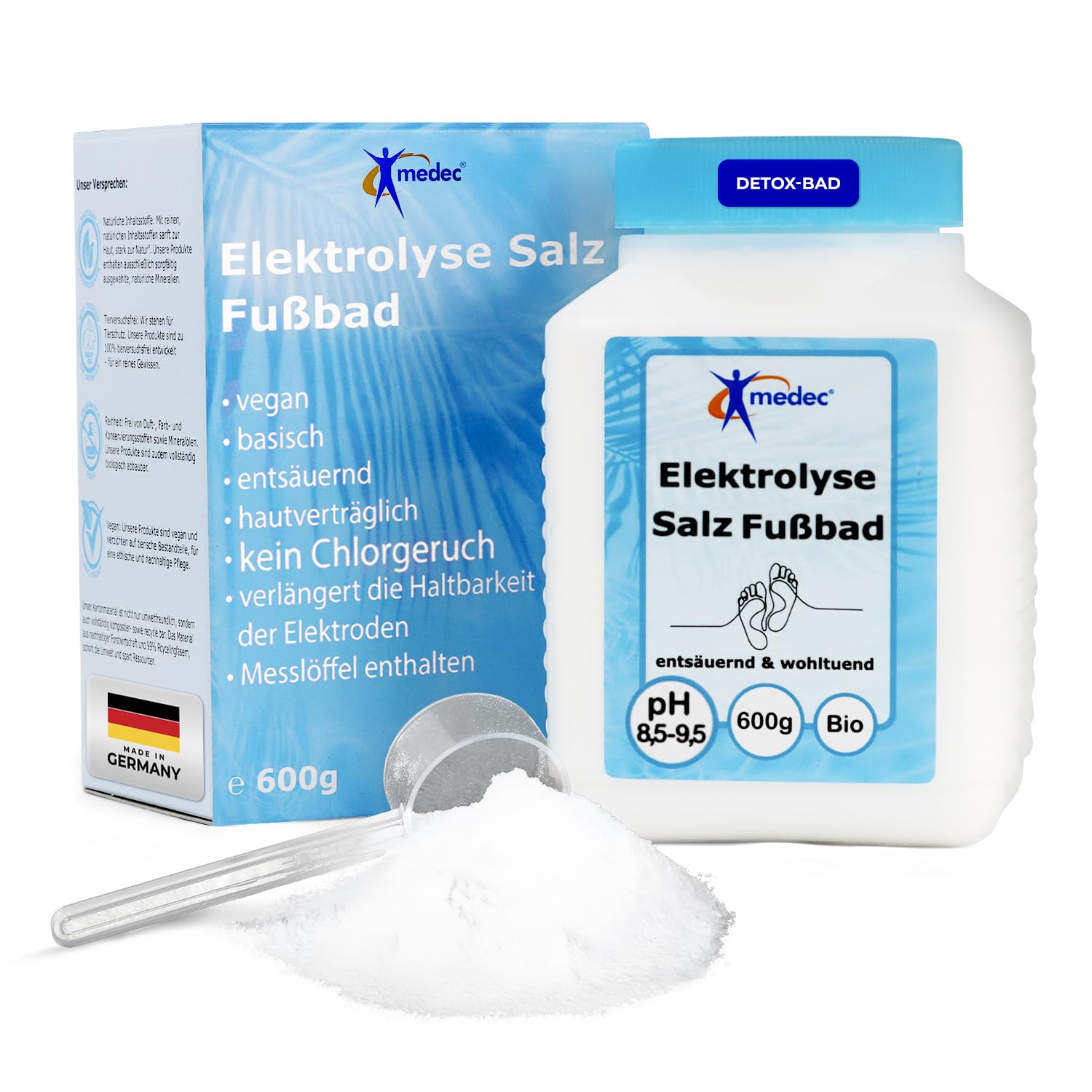 Aggiunta per elettrolisi, sale pediluvio [ioni pediluvio] 600 g di qualità alimentare, sali da bagno basico, sale da pediluvio | Foot Bath