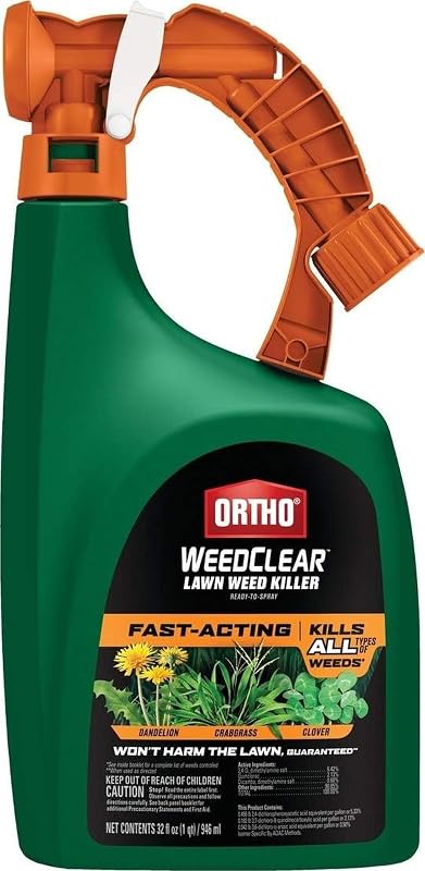 Ortho WeedClear Lawn Weed Killer Ready-to-Spray, 32 fl. oz. | Weed Killer Spray for Lawns, Kills Crabgrass, Dandelion and Clover, Hose-End Application, Covers 5,000 sq. ft.