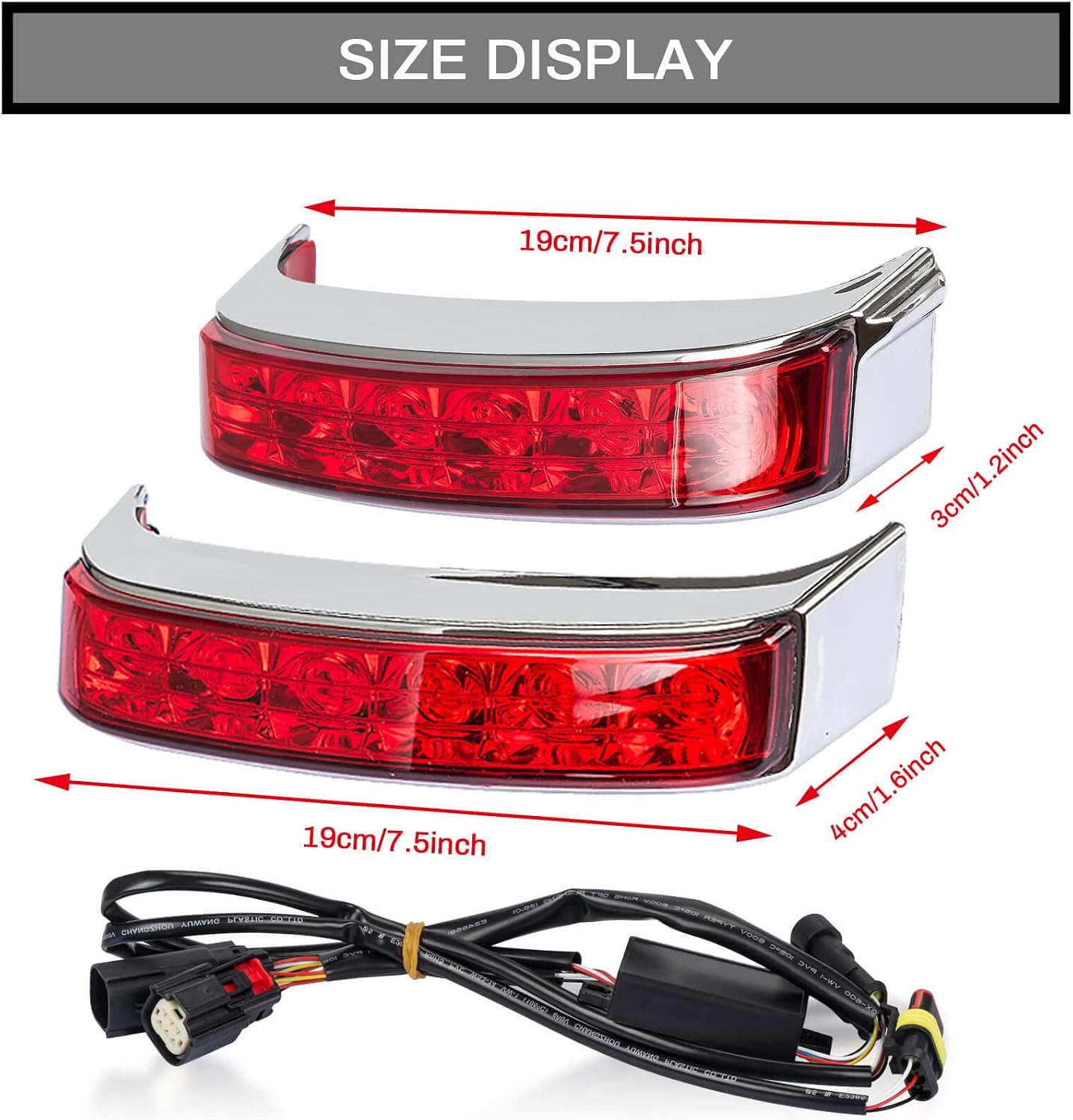 PSLER Saddlebag Housing Tail Run Brake Turn Light Lamp LED Len for Touring Street Road Glide CVO Electra Glide Ultra Classic Ultra Limited CVO 2014-2024(Chrome Red)