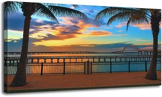 Large Canvas Wall Art Bridges River Wooden Framed Artwork Easy to Hang Wall Decor for Bathroom Kitchen Room Decor 30" x 60"