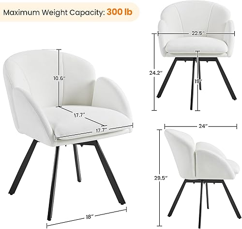 Miniatura 3 de Yaheetech Silla giratoria de chenilla, sillón de felpilla con flores, silla auxiliar con base giratoria de 360 grados y cojín de asiento para sala