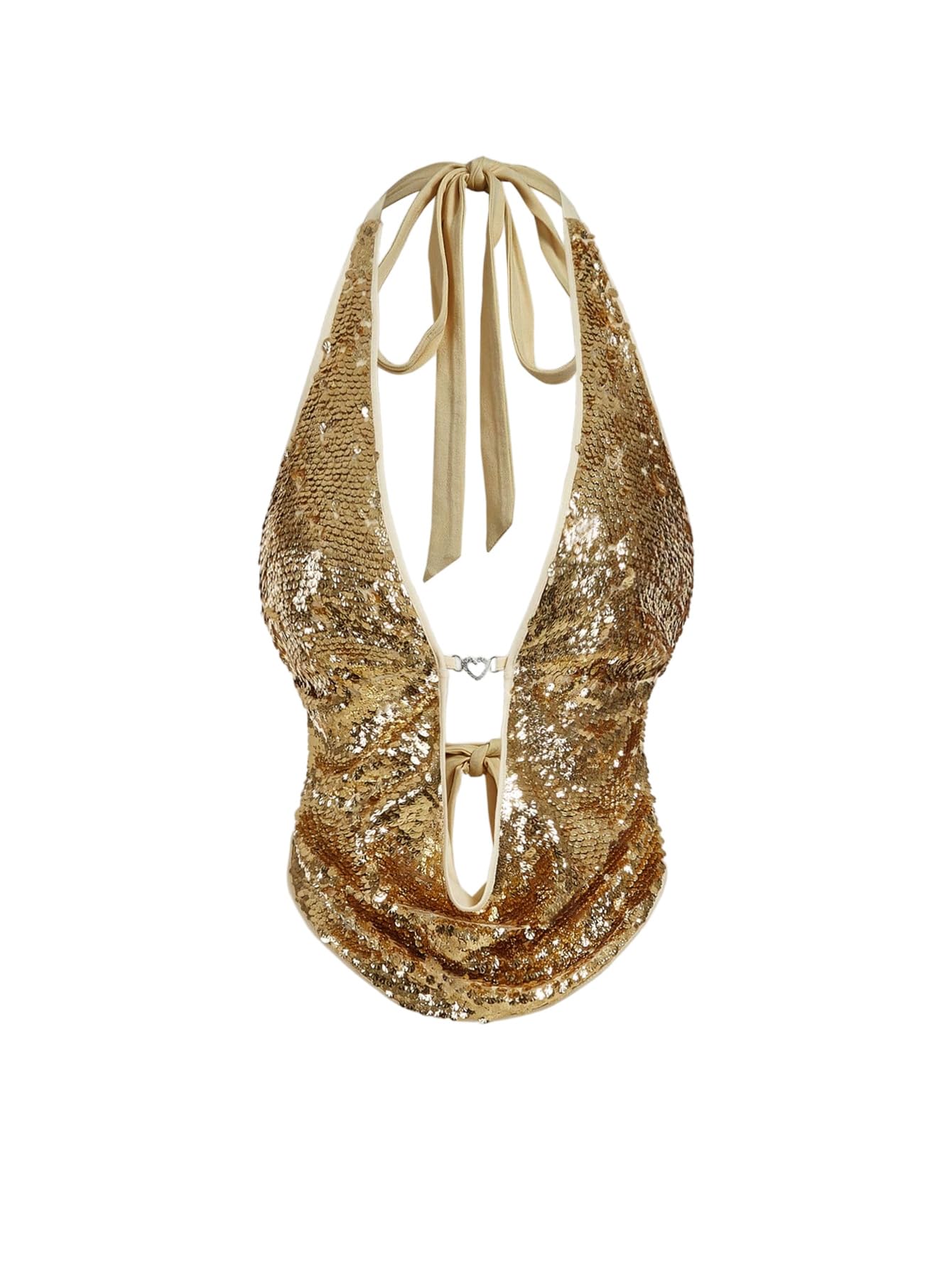Photo 1 of Verdusa Women's Cheetah Print Sequin Halter Top Y2K Going Out Crop Tops - S