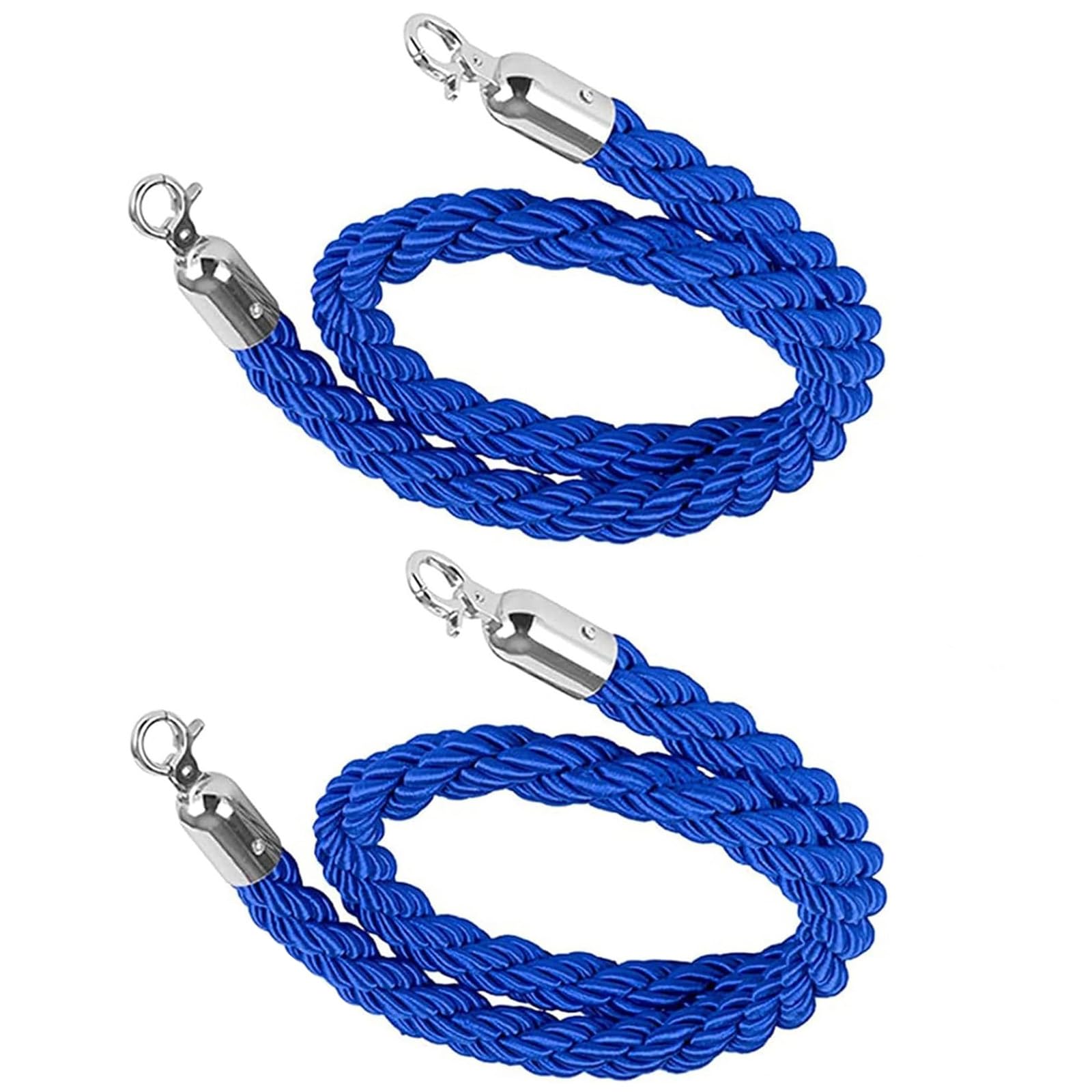 GDMDPTE Premium Blue Safety Rope for Queue Barriers 3M Braided Hemp Crowd Control Rope Divider with Silver Posts for Events and Venues