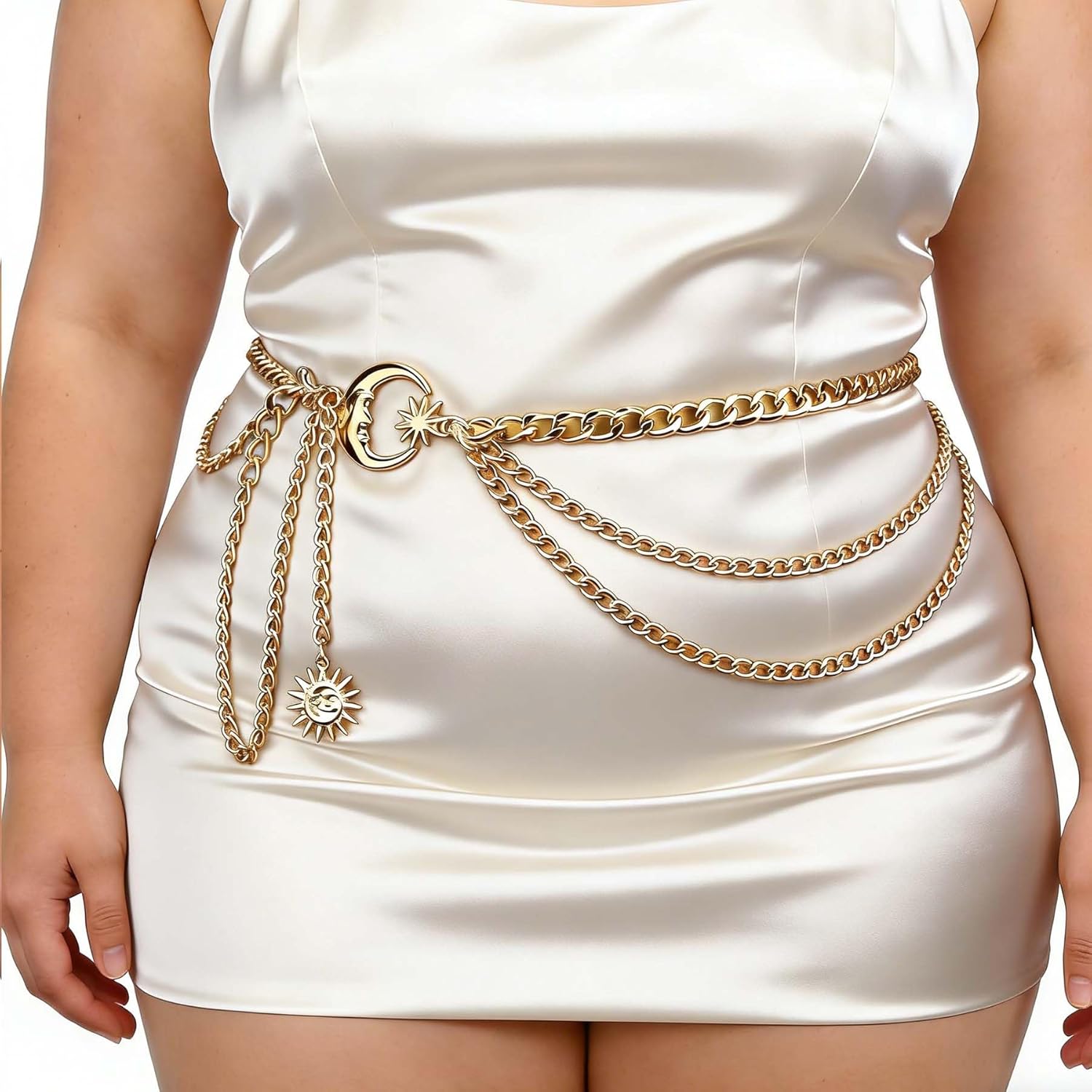 MODRSA Gold Chain Belt - Fashion Waist Chain Belt with Moon, Butterfly Rhinestone & Layered Design - Image 4