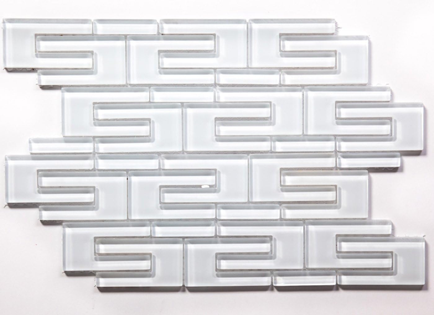 Super White C Channel Water Jet Mosaic Glass Tile / SAMPLE