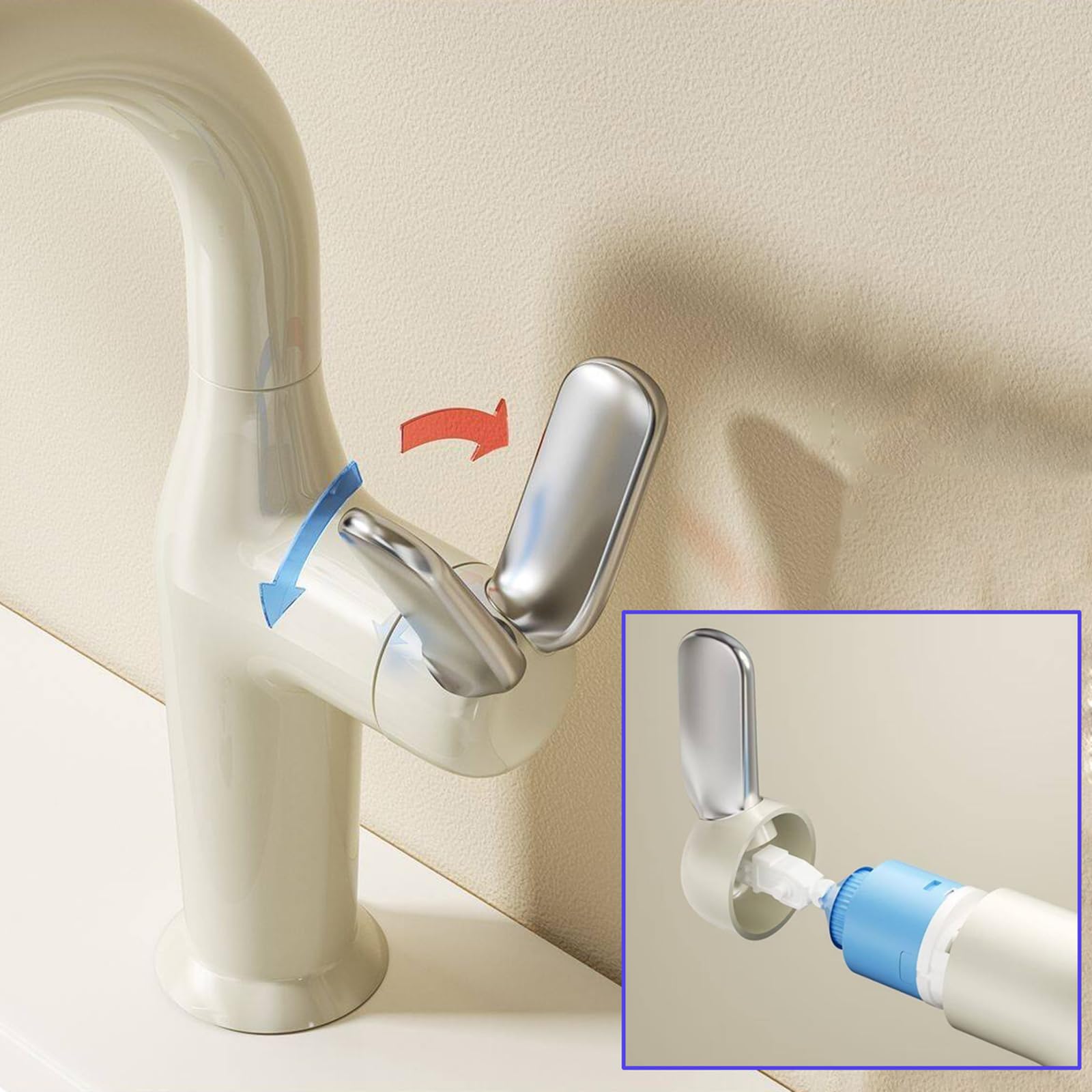 Rubinetto da Bagno Miscelatore Estraibile A 2 Funzioni per Lavabo da Bagno Acqua Calda E Fredda In Ottone Moderno Colore Rosso