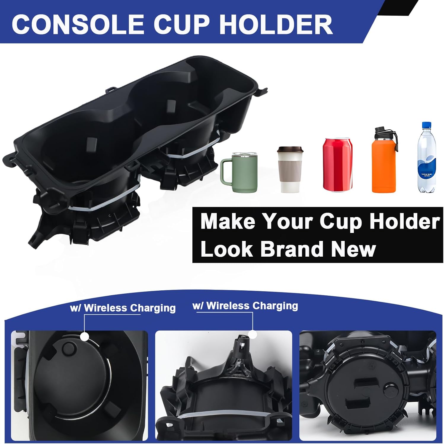 LB5Z-7813562-AB Center Console Cup Holder Fit for Ford Explorer 2020-2025 Replace LB5Z7813562AB (with Wireless Charging)