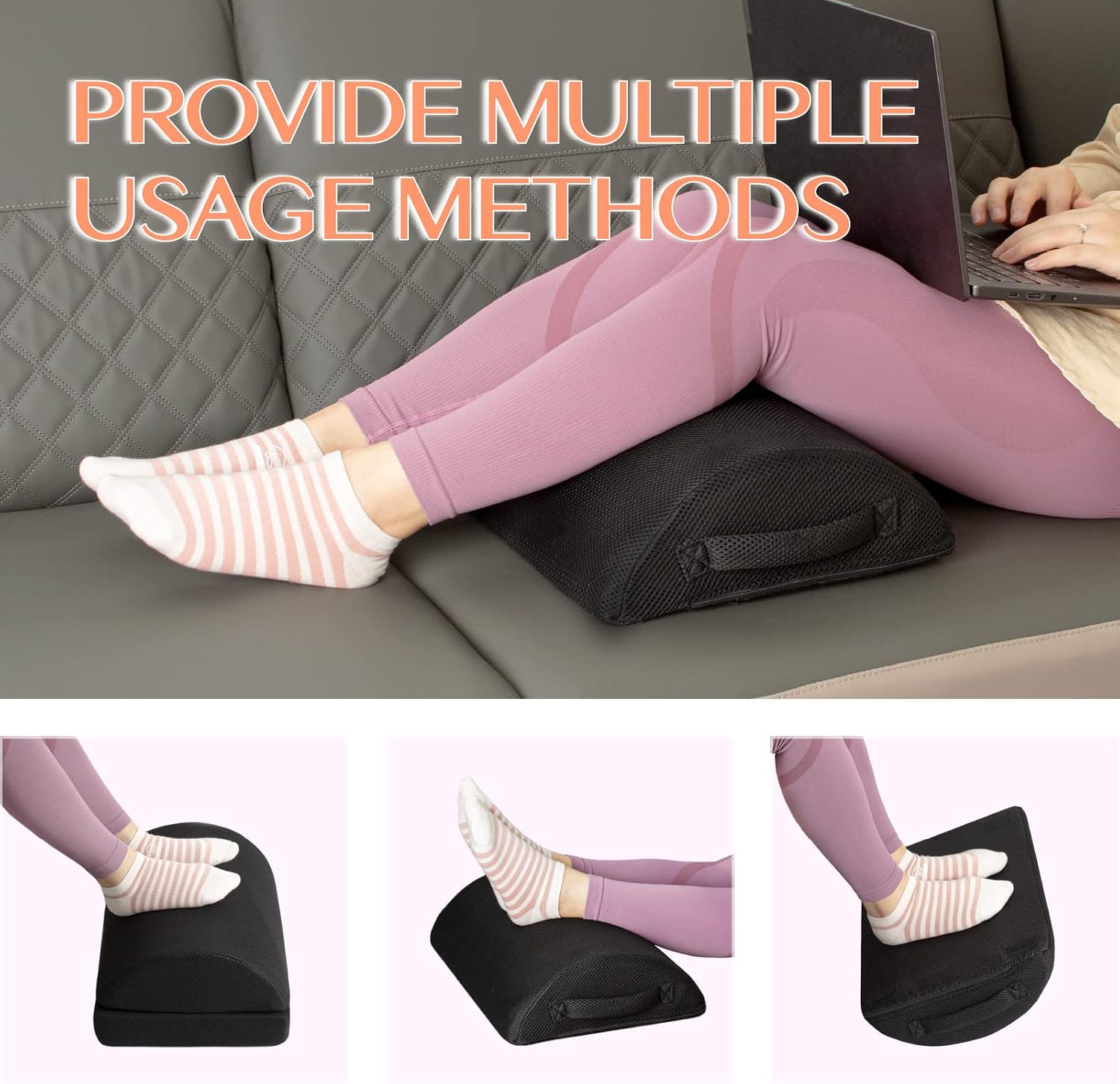 Ximoon Foot Rests for Under Desk at Work, Adjustable Foot Stool Pillow with Handle Non-Slip Bottom Ergonomic Under Desk Footrest for Home, Office, Gaming to Relieve Lumbar, Back and Knee Pain