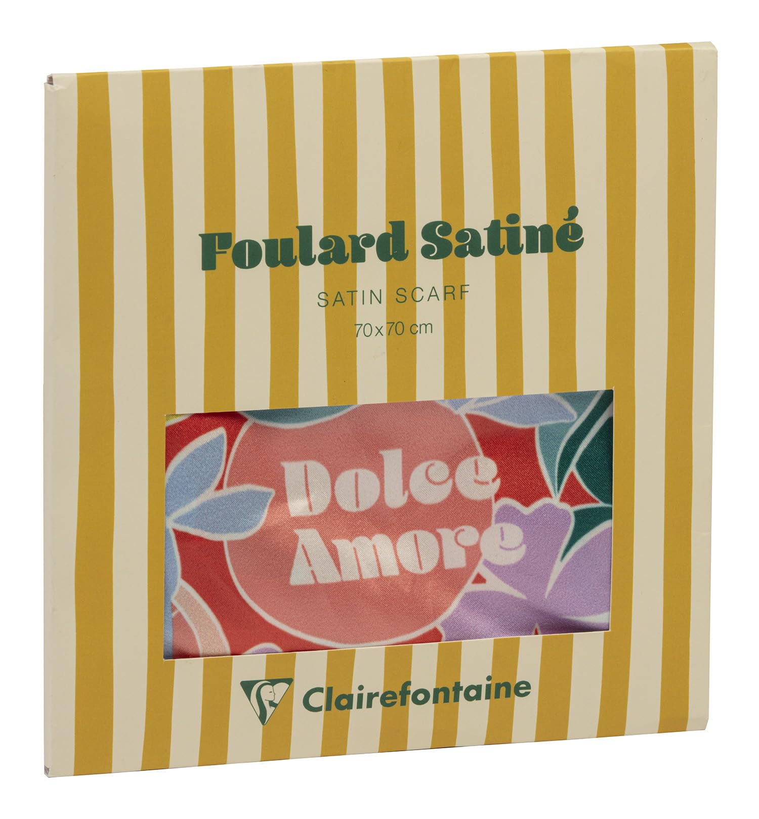 Clairefontaine - 116288C - an Elegant Citrus Scarf in Acidulous Colours - Artistic Accessory - Trendy - 100% Satin Polyester - 70x70cm Dolce Amore Collection