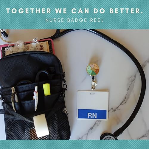 Vista 10 de First Lifesaver - gafete de identificación de enfermera – Carrete retráctil con dije para enfermeras, estudiantes de enfermería, NP (Be Kind)