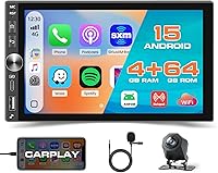 Vista 1 de [4+64G] Hikity Android 15 Estéreo de coche doble DIN de 7 pulgadas con pantalla táctil en la celda Radio de coche inalámbrico Carplay Android Auto