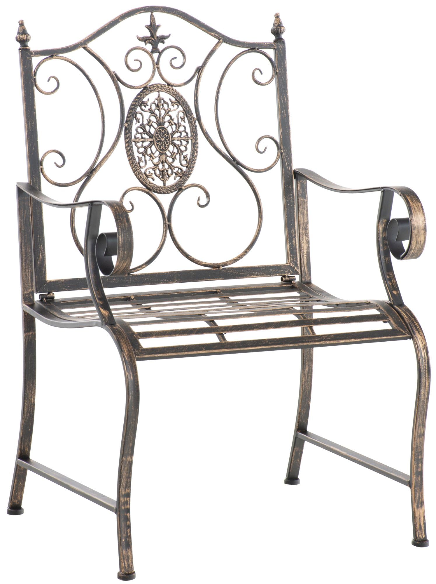 CLP Sedia da giardino Punjab in stile rustico, in ferro laccato, extra robusta, Colore:bronzo