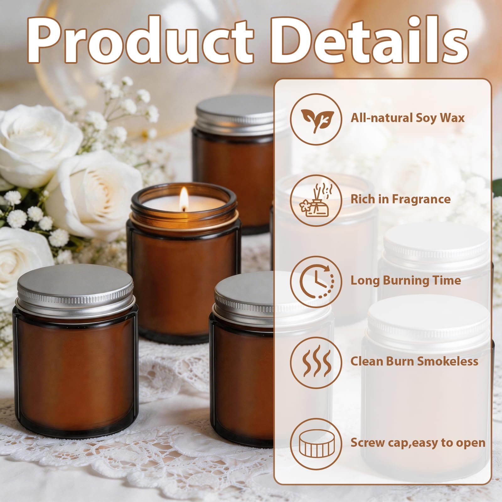 Mini-Soja-Kerzen, Geschenk-Set, Mahagoni und Teakholz, Aromatherapie, Einmachglas, langlebig, entspannend, ideal für Heimdekoration und Urlaub, Hochzeit, Großgeschenke, 24 Stück
