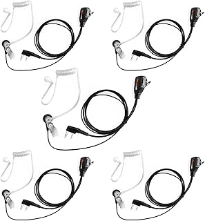 5 Pack Walkie Talkies Earpiece with Mic Acoustic Tube Earpiece Two Way Radio Ear Pieces 2 Pin Rubber Ear Plugs Compatible with Baofeng Retevis Arcshell Kenwood