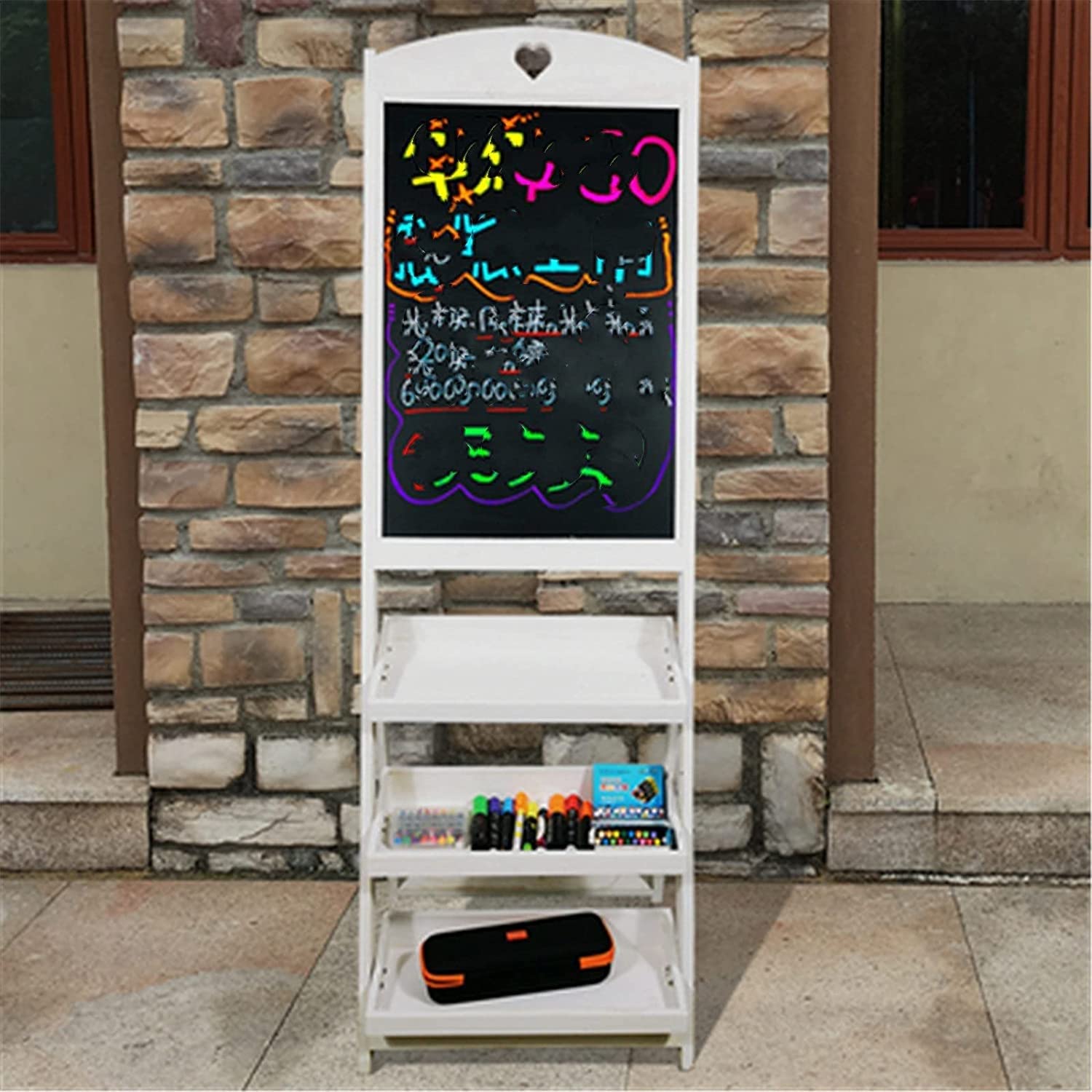 Tableau noir vertical rétro avec support de fleurs, petit tableau à dessin pour restaurant, boutique publicité promotionnelle (couleur : C, taille : 150 x 48 x 40 cm)