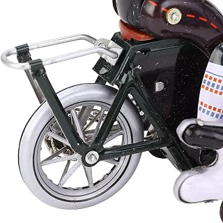 Premium Classic Retro Boy Walk The Dog By Two Wheeler Clockwork Toy Vintage Wind Up Tin Toy Nostalgic Collectible Figure Decorative Ornament Gift for Home Office Collection