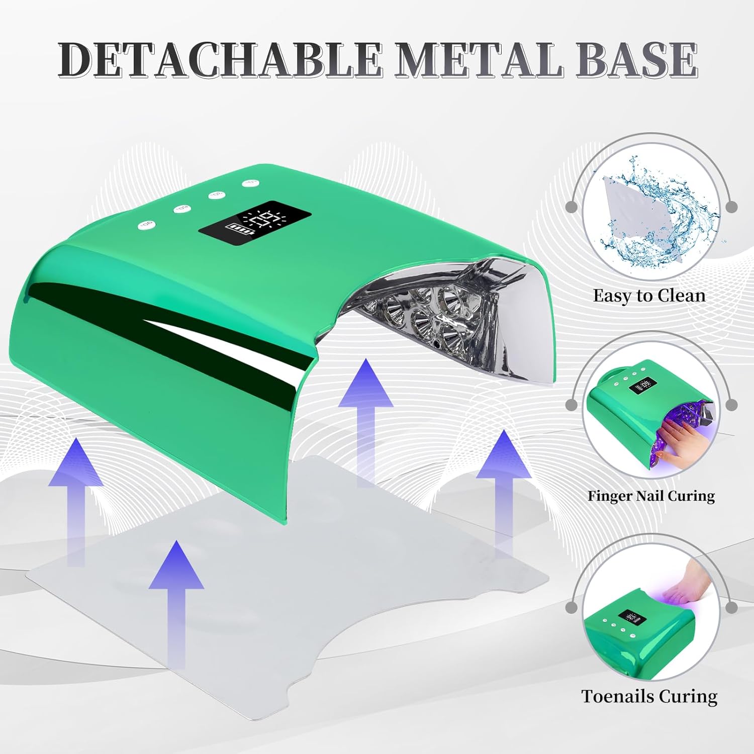 UV Nail Lamp, 78W Cordless LED Nail Dryer for Gel Polish with 4 Timer Settings & LCD Display, Fast Nail Light Curing Lamp for Salon (Green)
