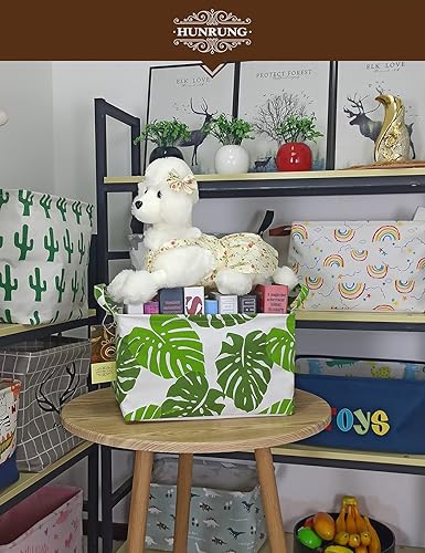Miniatura 6 de HUNRUNG - Cesta de almacenamiento rectangular, lindo organizador de tela para juguetes de mascotasniños, libros o ropa. Perfecta para habitaciones