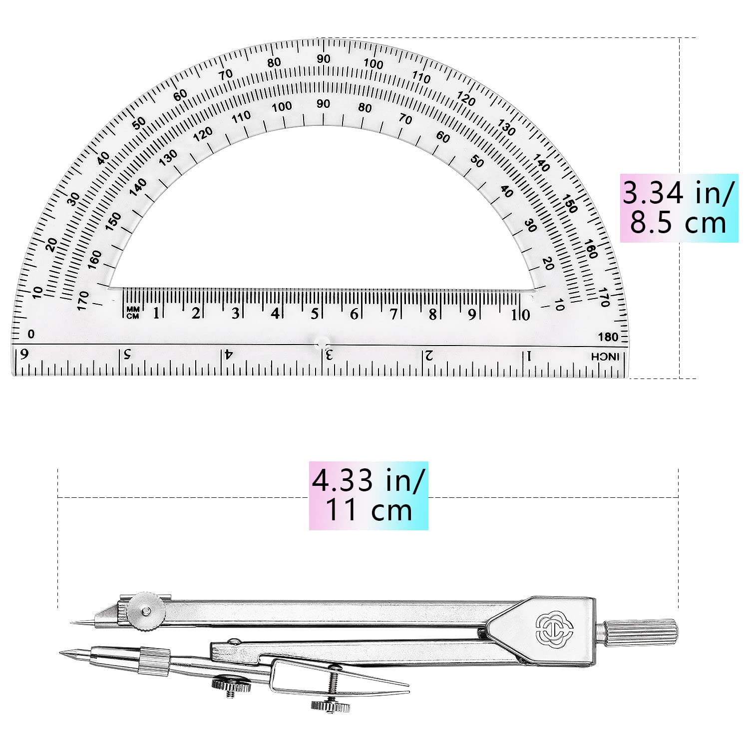 Student Geometry Math Set Drawing Compass and 6 Inch P...B09H5QFBN8