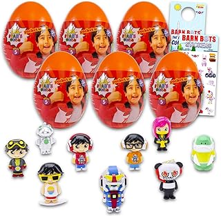 Ryan's World Blind Egg Party Favors 6 Pack - Bundle With Mystery Figures, Stickers, and Mini Figurines for Kids