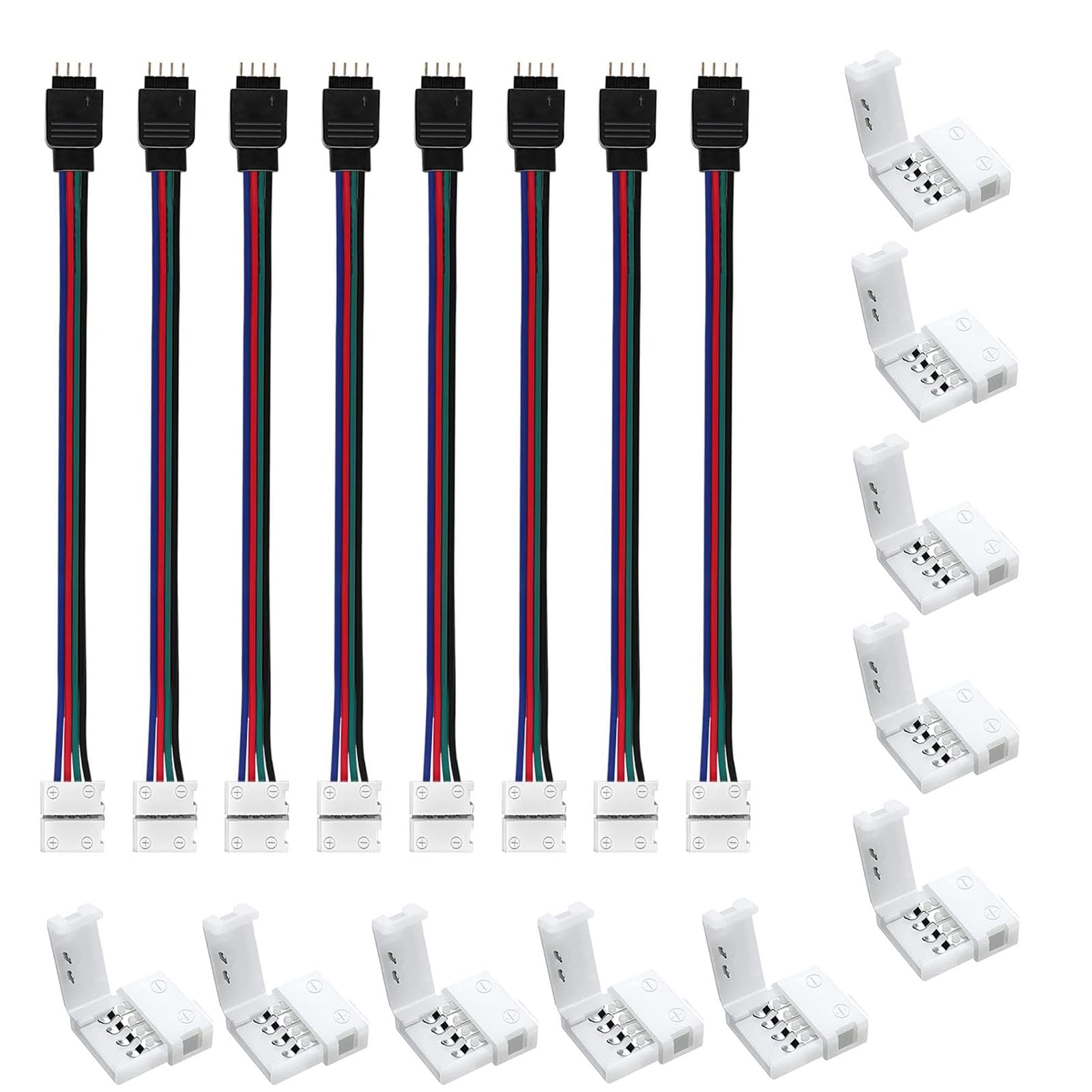 ENQIMAOYI Kit De Connecteurs LED RVB à 4 Broches De 8 Mm, Lot De