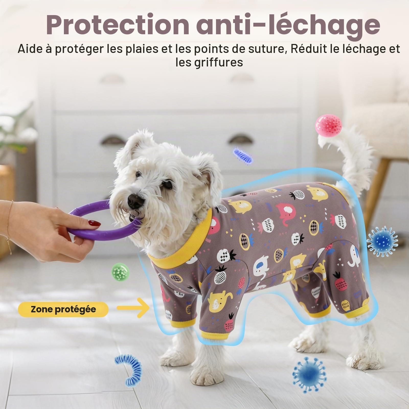 Combinaison de Récupération Chien Après Opération, Body Anti Léchage Chien en Coton, Vêtement Post-Opératoire Alternative à la Collerette, Marron Cacao XL