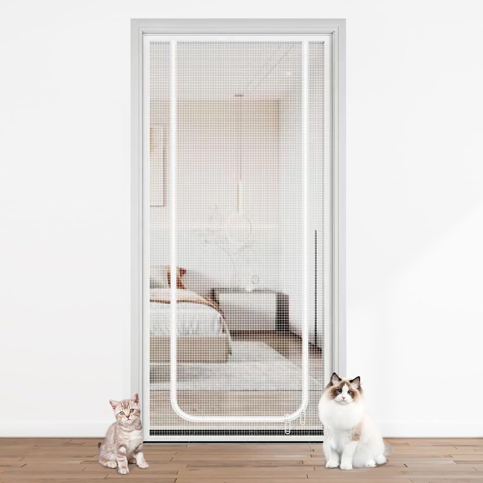Pantalla para Gatos | Protección Versátil y Segura para Mascotas - Portátil con Cremallera Protectora 90x220 cm para Acceso Fácil En Casas Apartamentos Balcones Escaleras Pasillos Y