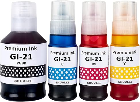 GI-21 G3270 G3290 Ink Bottles Compatible for Canon 21 GI-21 GI21 Ink Refill Bottles Set for Canon PIXMA G3270 G3290 G4270 G4280 G1220 G3260 G3272 G2270 G2260 G1230 Printer4 Pcs BK/C/M/Y1 Pair Glove