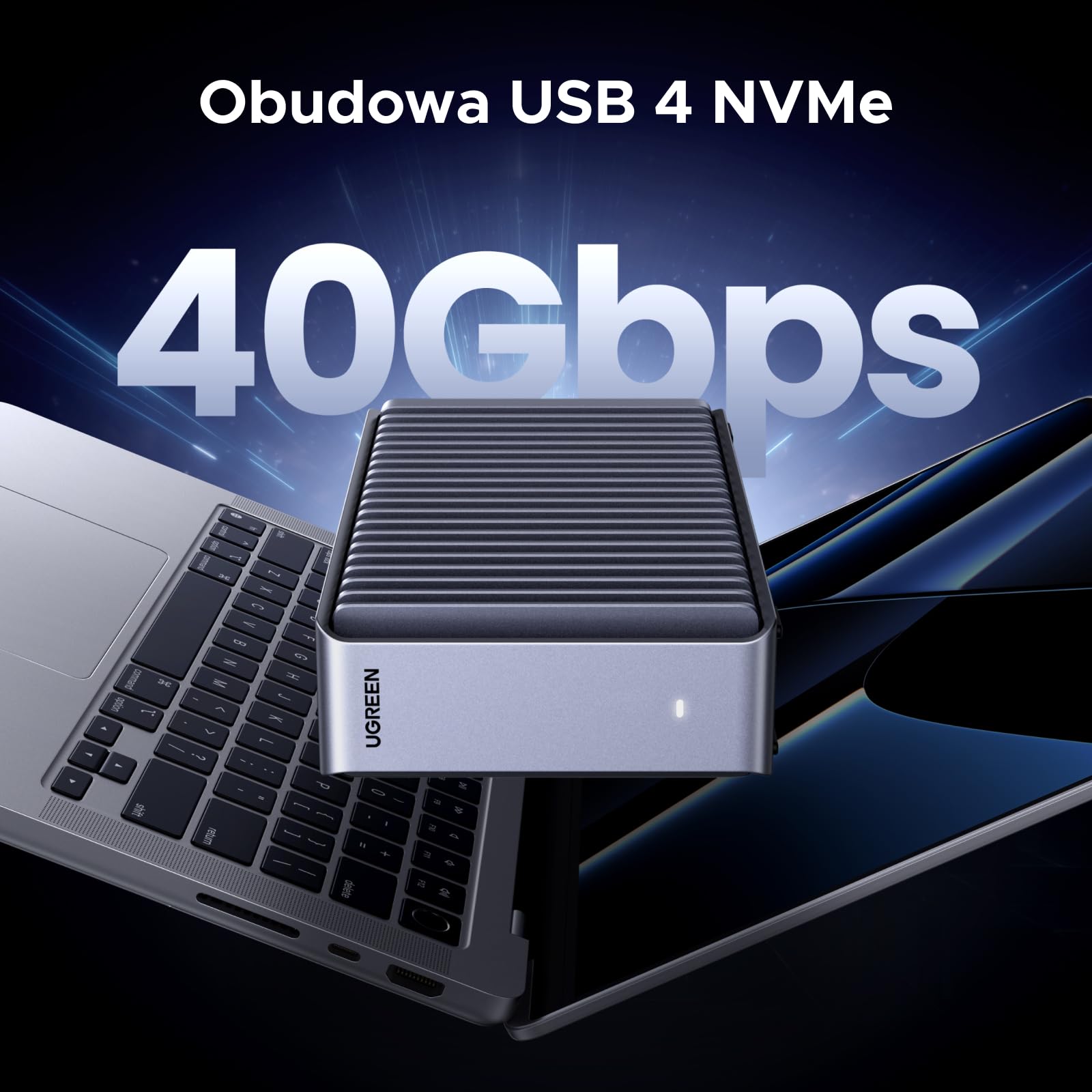 UGREEN Obudowa do dysku SSD 40 Gb/s M.2 USB4 NVMe o prędkości do 3848 MB/s | Obudowa dysku SSD M2 kompatybilna z Thunderbolt 4 oraz komputerami Mac mini M4, MacBook Pro M5 Pro/M5 Max i ASUS Z890
