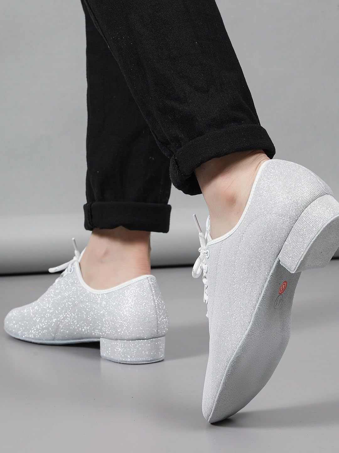 Scarpe da Ballo da Latine Uomo in Pelle Tacco Basso Scarpe da Ballo Moderne Salsa Tango Fondo Morbido con Lacci