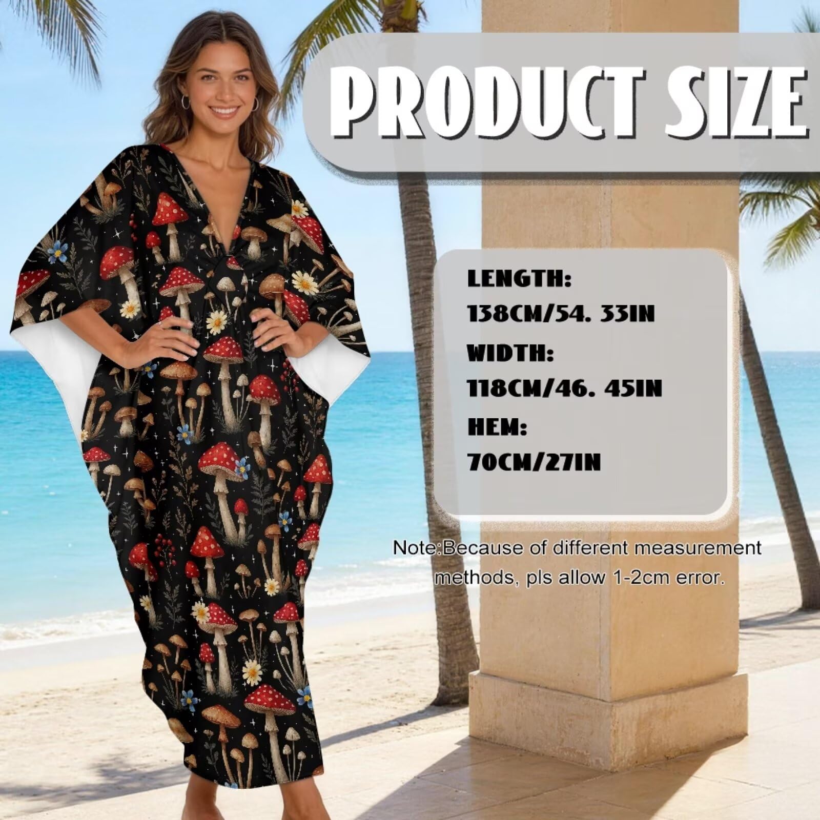 Poceacles Vestidos caftán para mujer, talla grande, salida de playa, holgado, caftán, vestido largo y ligero casual