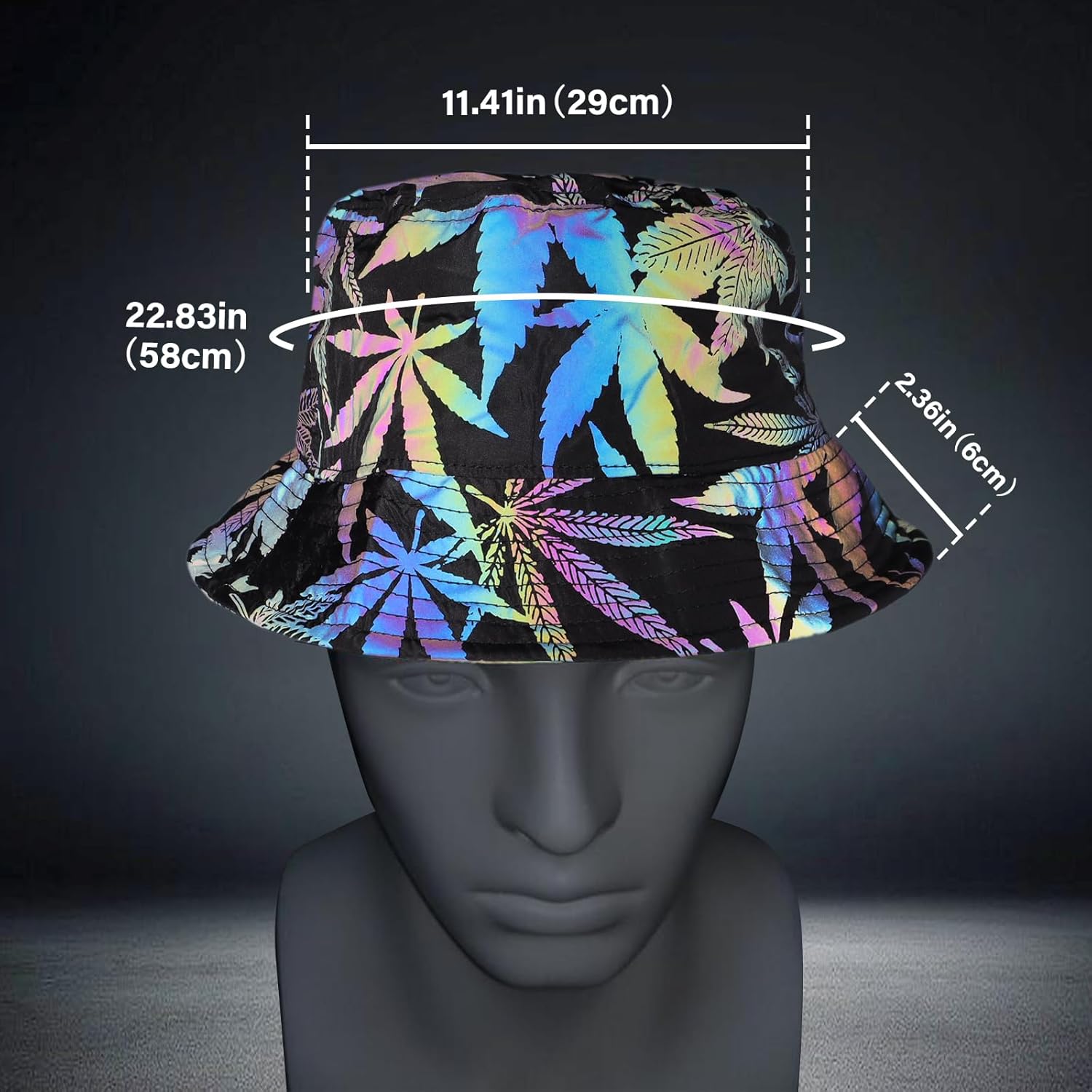 Reflective Bucket Hat for Men Women Rave Bucket Hats Night Fluorescent Fisherman Cap Unisex Casual Luminous Halloween - Image 3