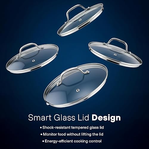 Miniatura 9 de KOCHSTELLE Juego de utensilios de cocina de acero inoxidable de 8 piezas 1810 Juego de ollas y sartenes de primera calidad, juego de utensilios