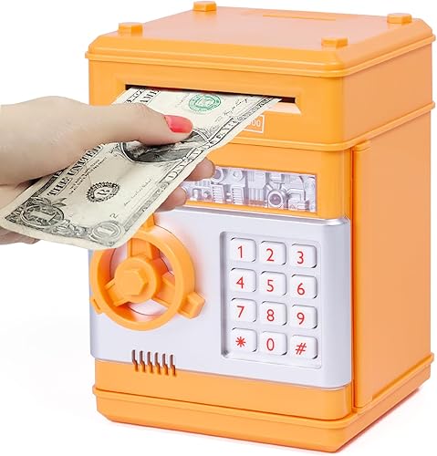 Miniatura 6 de Refasy - Alcancía electrónica con forma de cajero automático para billetes y monedas seguro para niños regalo genial