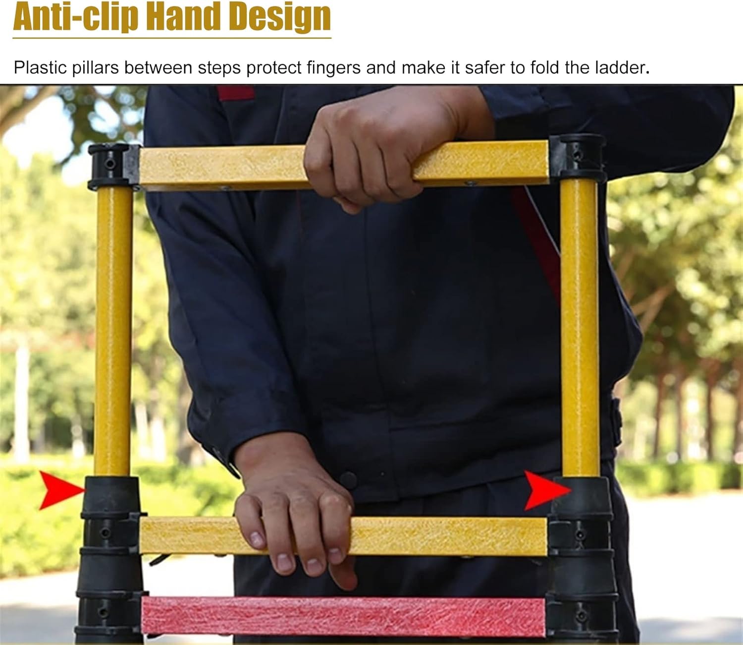 16.5ft Fiberglass Telescoping Ladder Collapsible Extension Ladder for Home Roof & Electrical Work - 6.6ft to 16.5ft Adjustable Height Lightweight & Durable