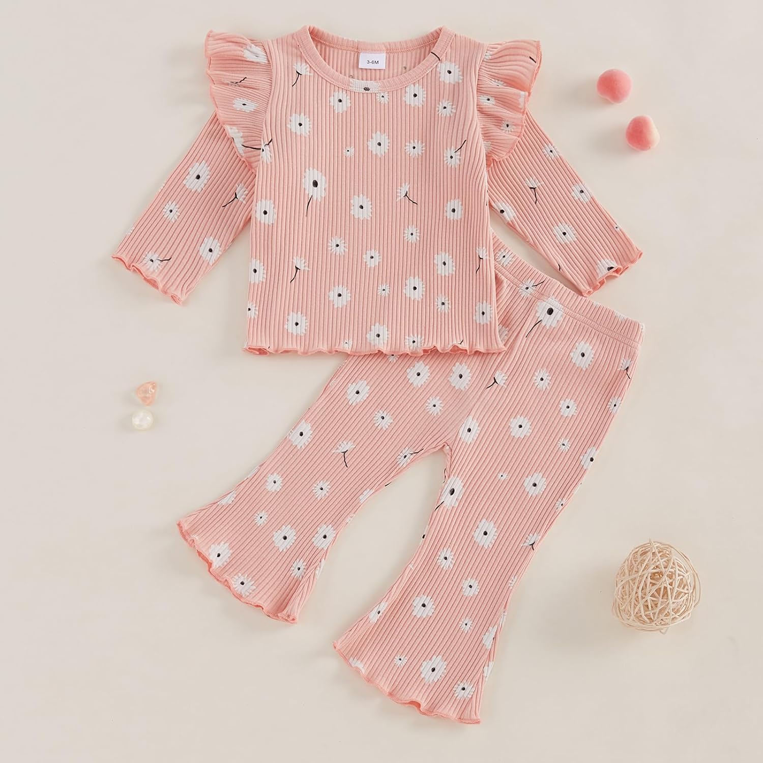 Baby Girl Fall Clothes Set Ruffle Long Sleeve Tops Flare Pants Cute Infant Toddler Outfits 6 12 18 24 Months 2T 3T - Image 2