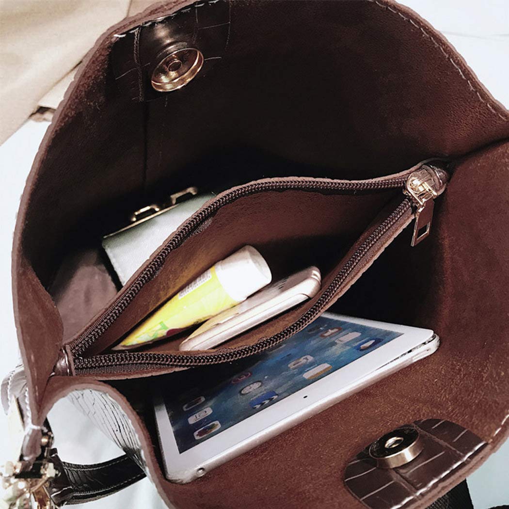 BUKESIYI Damen Tasche Umhängetasche Handtasche Frauen Klein Schultertasche Weekender Lack PU Leder DE77245 Kaffee