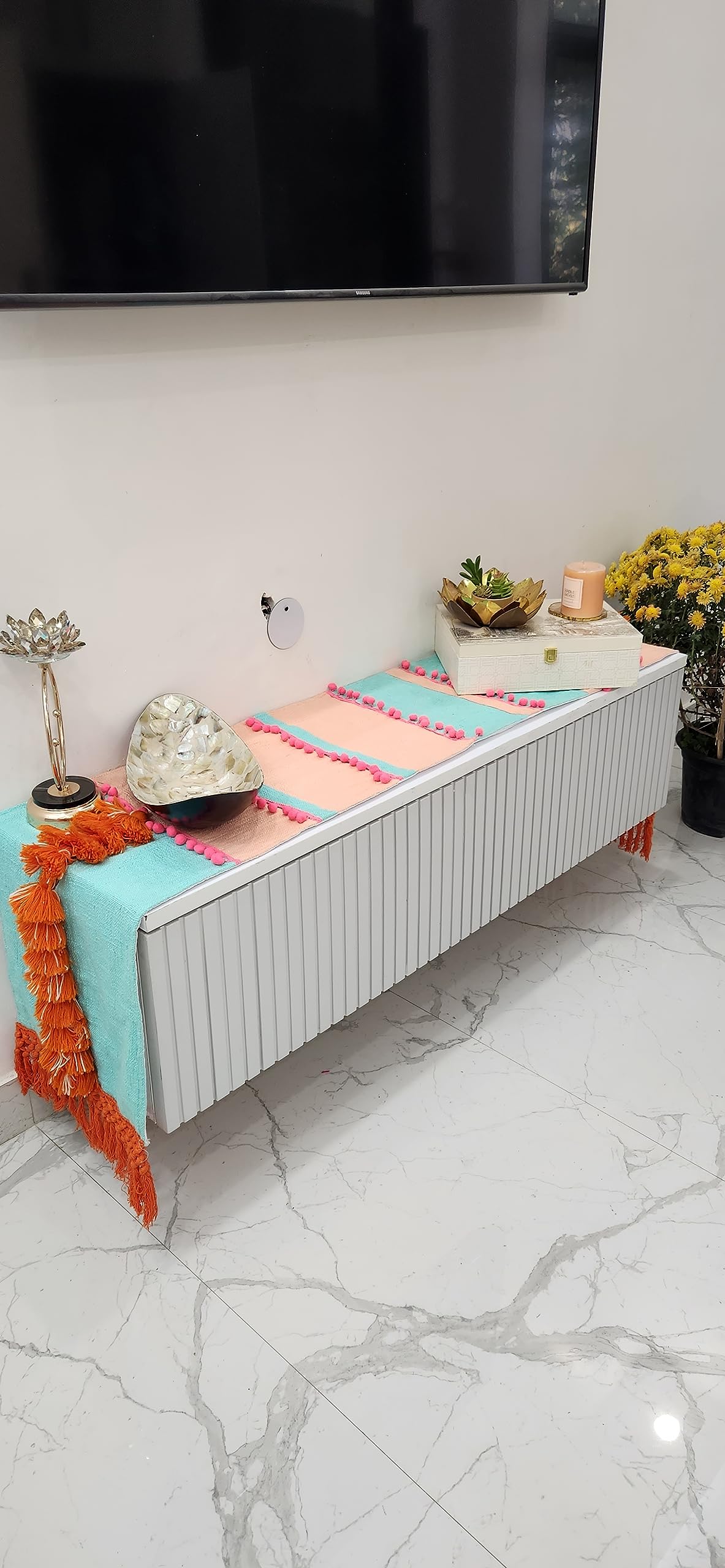 WWW.THROWPILLOW.IN Boho Savannah TV Console Unit Runner/TV Cabinet Cover Diwali Festival Decor (3 Feet TV Console(35x122 cms))-image-11
