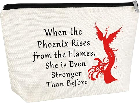 Inspirational Gift for Woman Phoenix Rising Makeup Bag Bird Motivational Present Cosmetic Bag Phoenix Lover Gifts Christmas Birthday Graduation Present for Sister Friends Travel Pouch