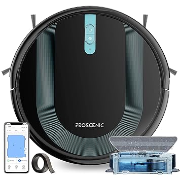 Proscenic 850T Wi-Fi Connected Robot Vacuum Cleaner with Gyro Navigation, Works with Alexa & Google Home, 3-in-1 Mopping, Self-Charging with 3000Pa Strong Suction on Carpets and Hard Floors, Boundary Strip for no-go line