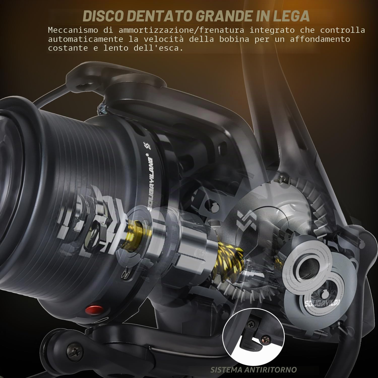 Sougayilang FED5000 Feeder - Mulinello da pesca con 13+1 cuscinetti a sfera, rapporto di trasmissione 4,7:1, sistema rotore bilanciato e anti torsione, bobina in alluminio con bobina di ricambio e