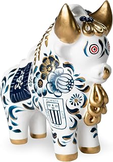 Torito de Pucará Blanquiazul - Club Alianza Lima (20 cm de altura) - hecho a mano en Perú