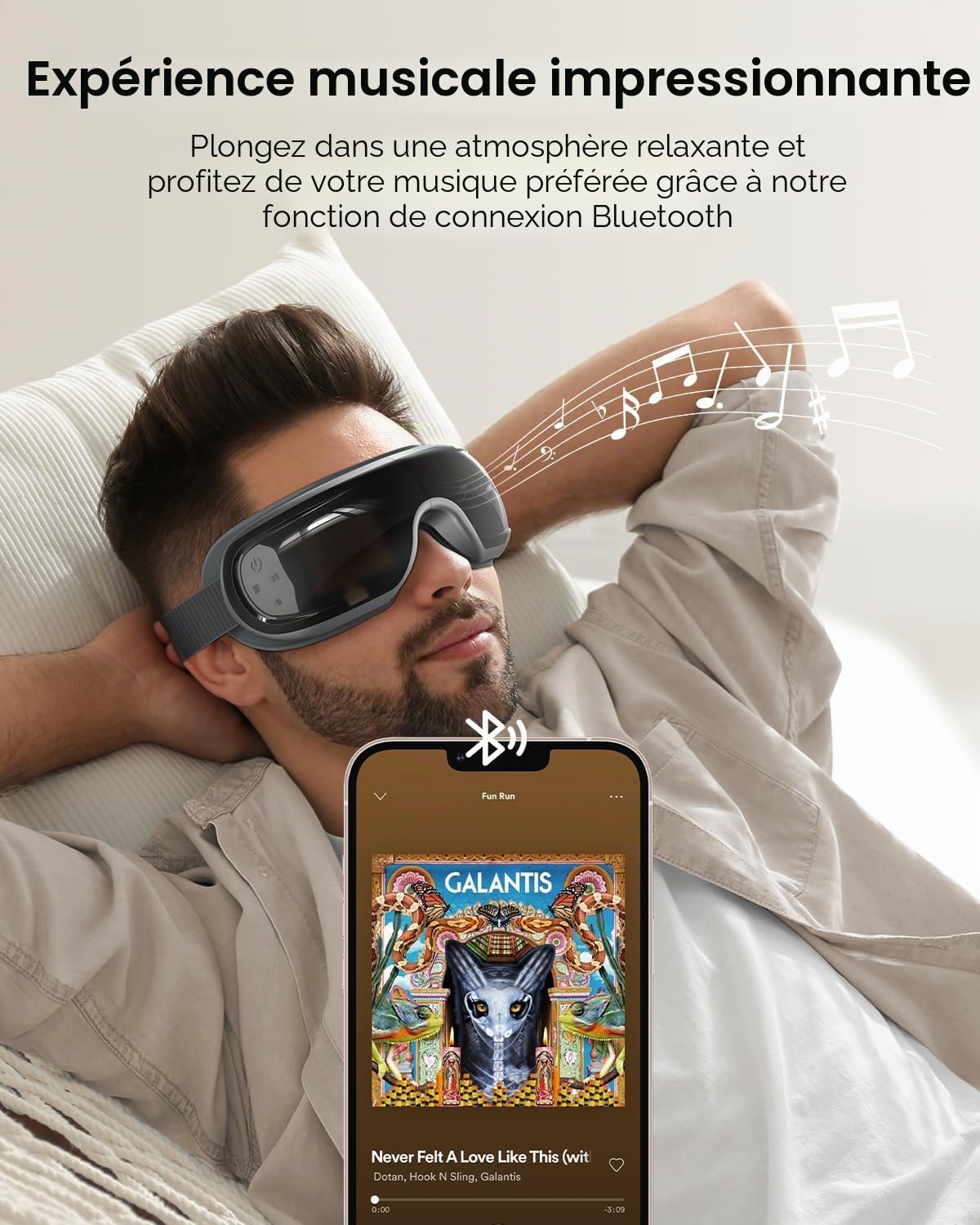 Masseur Renpho Eyeris 3 Masque oculaire Yeux et tempes Noir