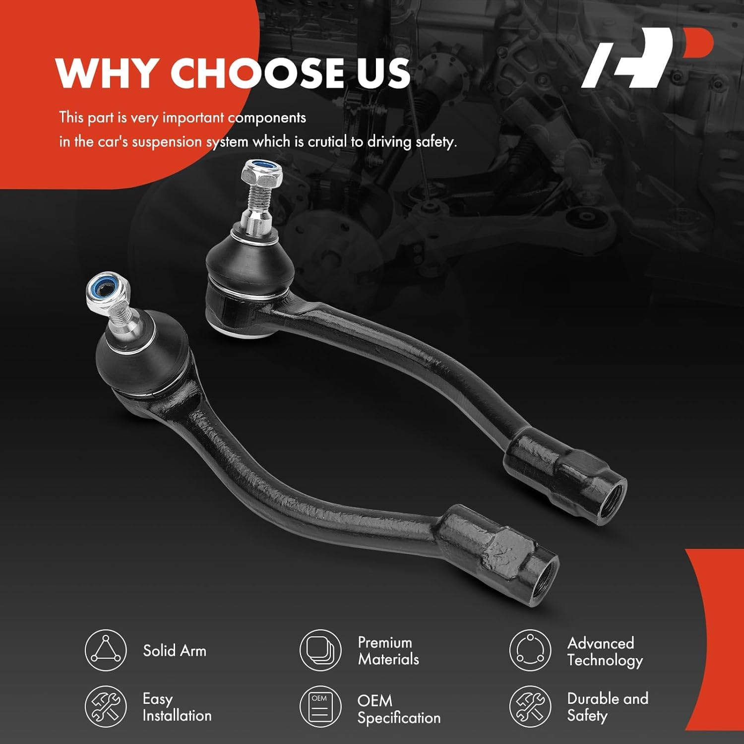 A-Premium 2 x Front Outer Tie Rod Ends, Compatible with Kia Forte 2014-2018, Forte Koup 2014-2017, Forte5 2014-2018