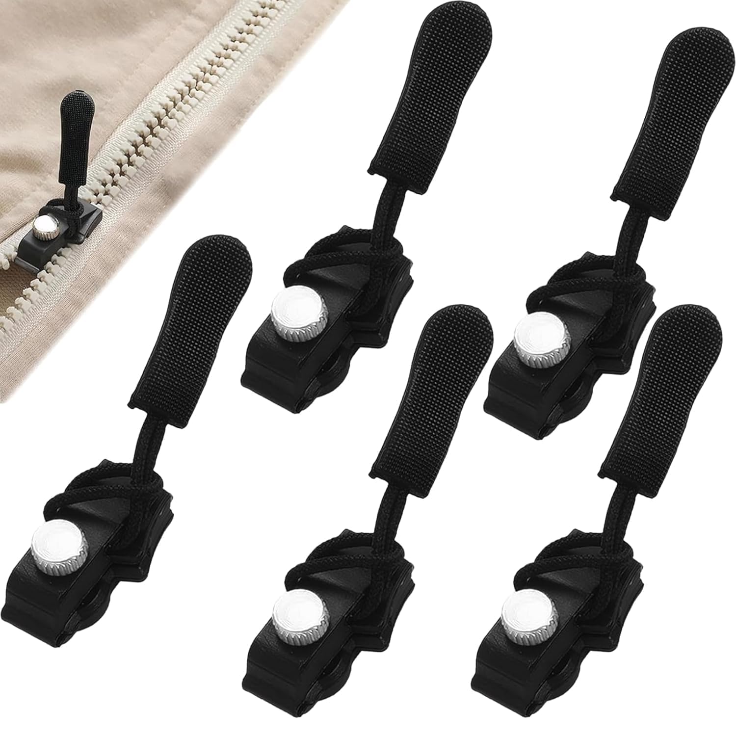 Kryntor 5 Pcs Screw Head Universal Zipper Repairer Kit 0.5mm Zip, Instant Chain Pull Replacement Fix Sliding Teeth Zipper for Broken Zippers, Tents, Backpacks, Luggage, Jackets, Coat, Purses-image-4