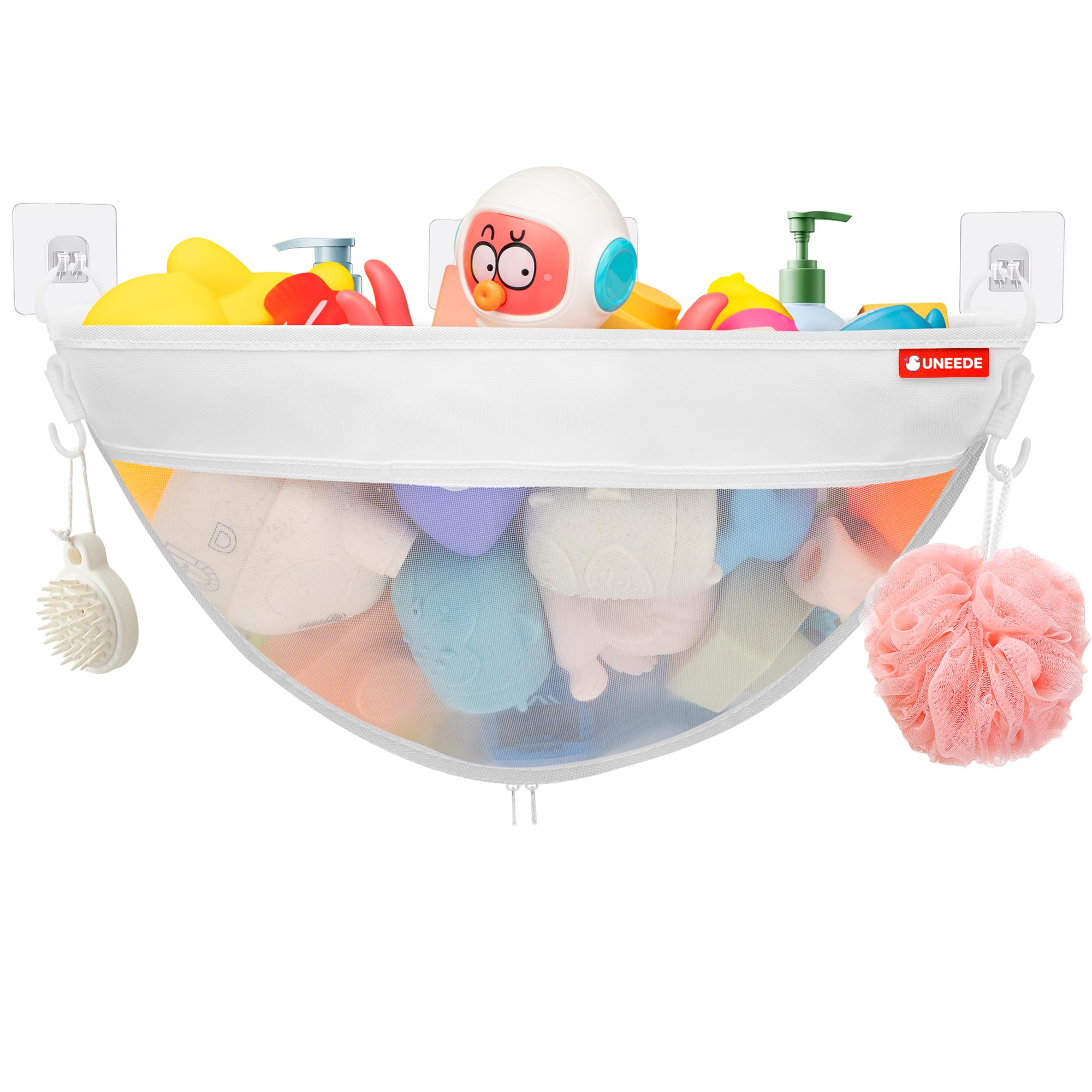 UNEEDE Badewannenspielzeug Aufbewahrung für die Eckwand | Badezimmer Organizer für Baby Badespielzeug 16,35L, Badespielzeugablage für Badewannen Spielzeug Organizer und Aufbewahrung