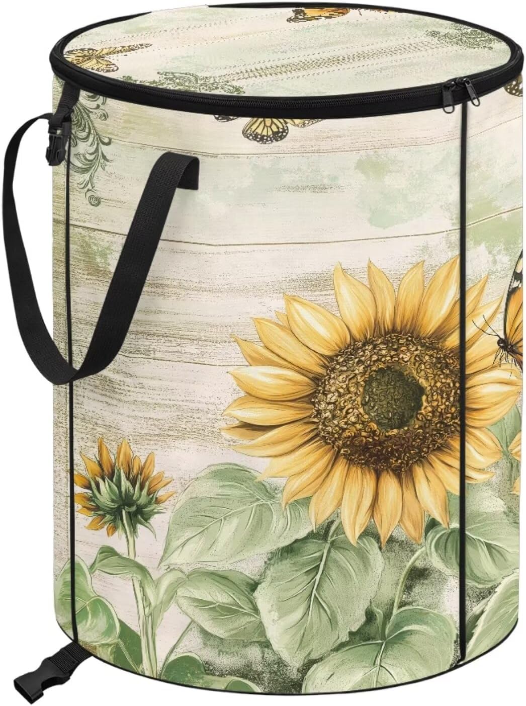 Cozeyat Sunflower Collapsible Garden Bag, Collapsible Trash Can, Camping Trash Can for Collecting Weeds, Grass Clippings, Party and Yard Waste