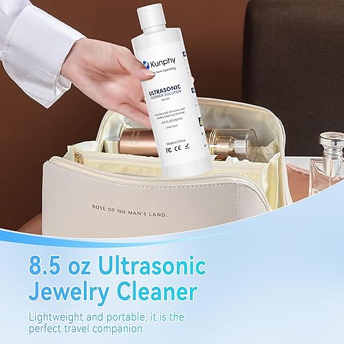 Miniatura 5 de kunphy Limpiador ultrasónico de joyas - Solución eficaz para limpiar relojes de oro, plata, platino, diamantes y anteojos, 8.5 oz (8.5 fl oz)
