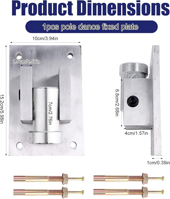 Penitue Pole Dance Fixed Plate, Premium Ceiling Stripper Spinning Pole Dance Fixed Plate Practical Ceiling Installation Accessory for Home Studio Use (Silver)