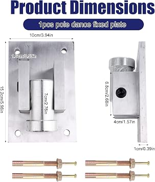 Penitue Pole Dance Fixed Plate, Premium Ceiling Stripper Spinning Pole Dance Fixed Plate Practical Ceiling Installation Accessory for Home Studio Use (Silver)